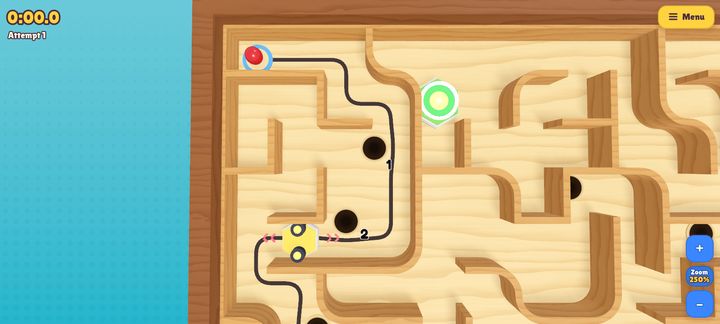 Zoomed in – the camera follows the marble